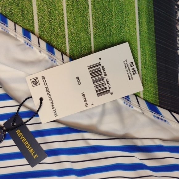 Polo Ralph blue white striped reversible bikini bottom size large - Picture 3 of 5